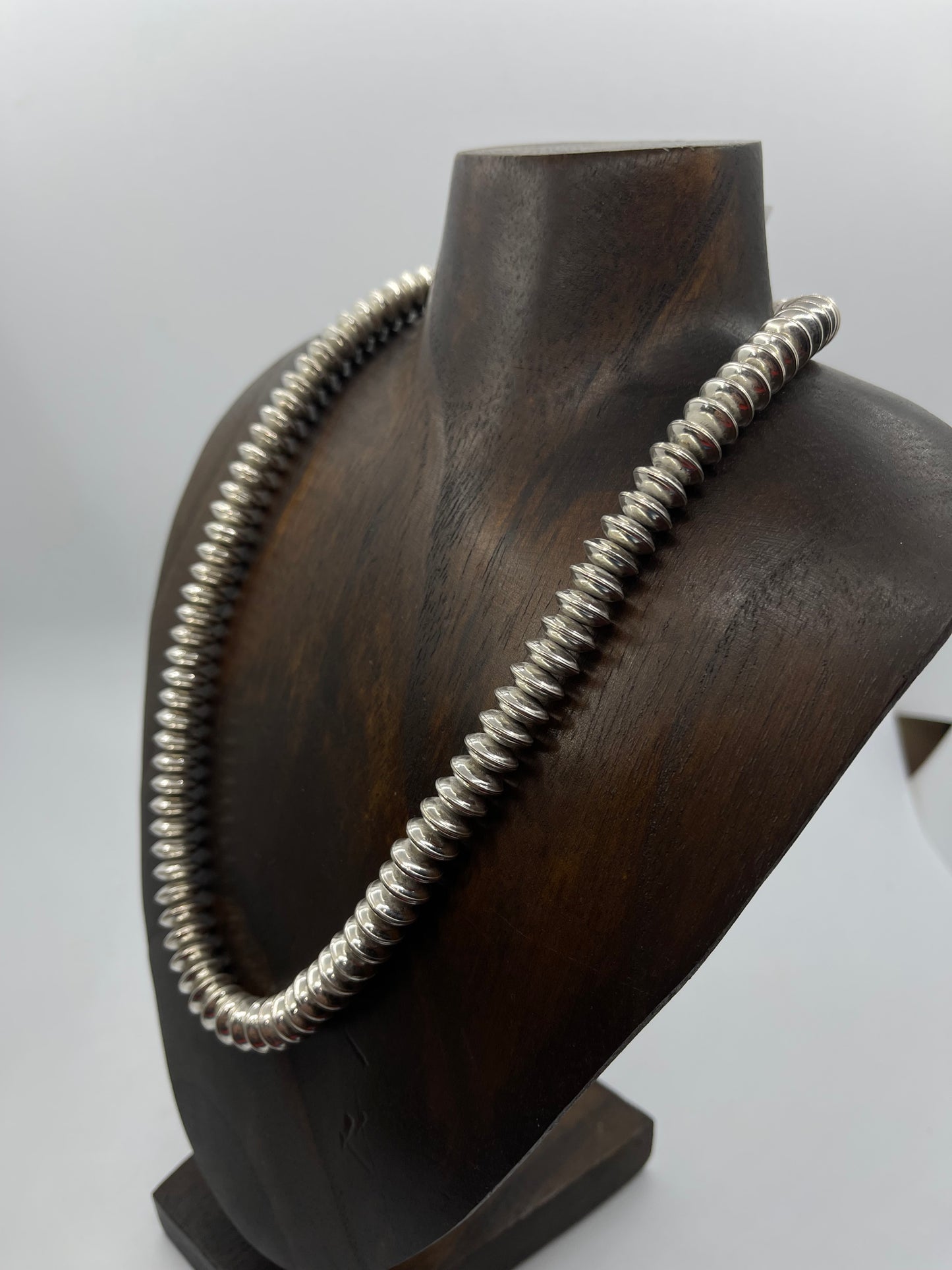 20" 10mm Navajo Handmade Saucer Pearls High Shine Necklace