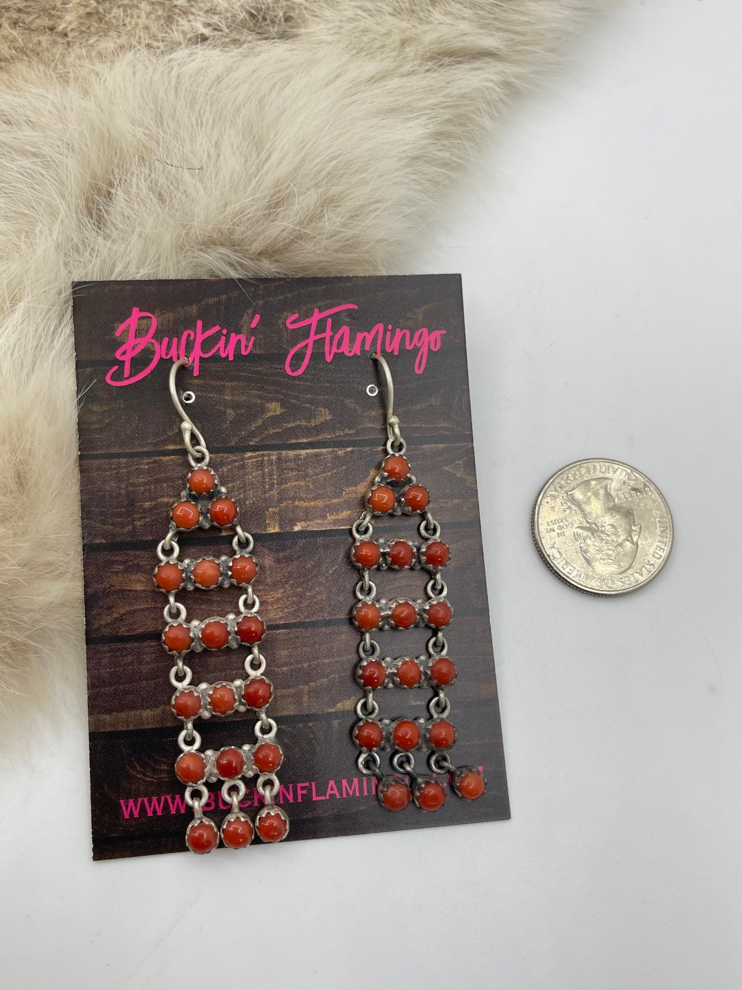 Matte Chandelier Earrings Red Coral