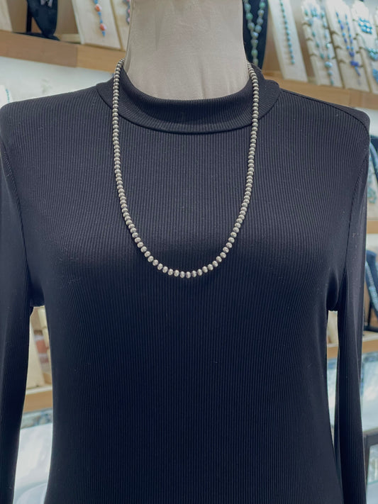 28” 5mm Navajo Style Pearls Stung by Louise Joe, Navajo