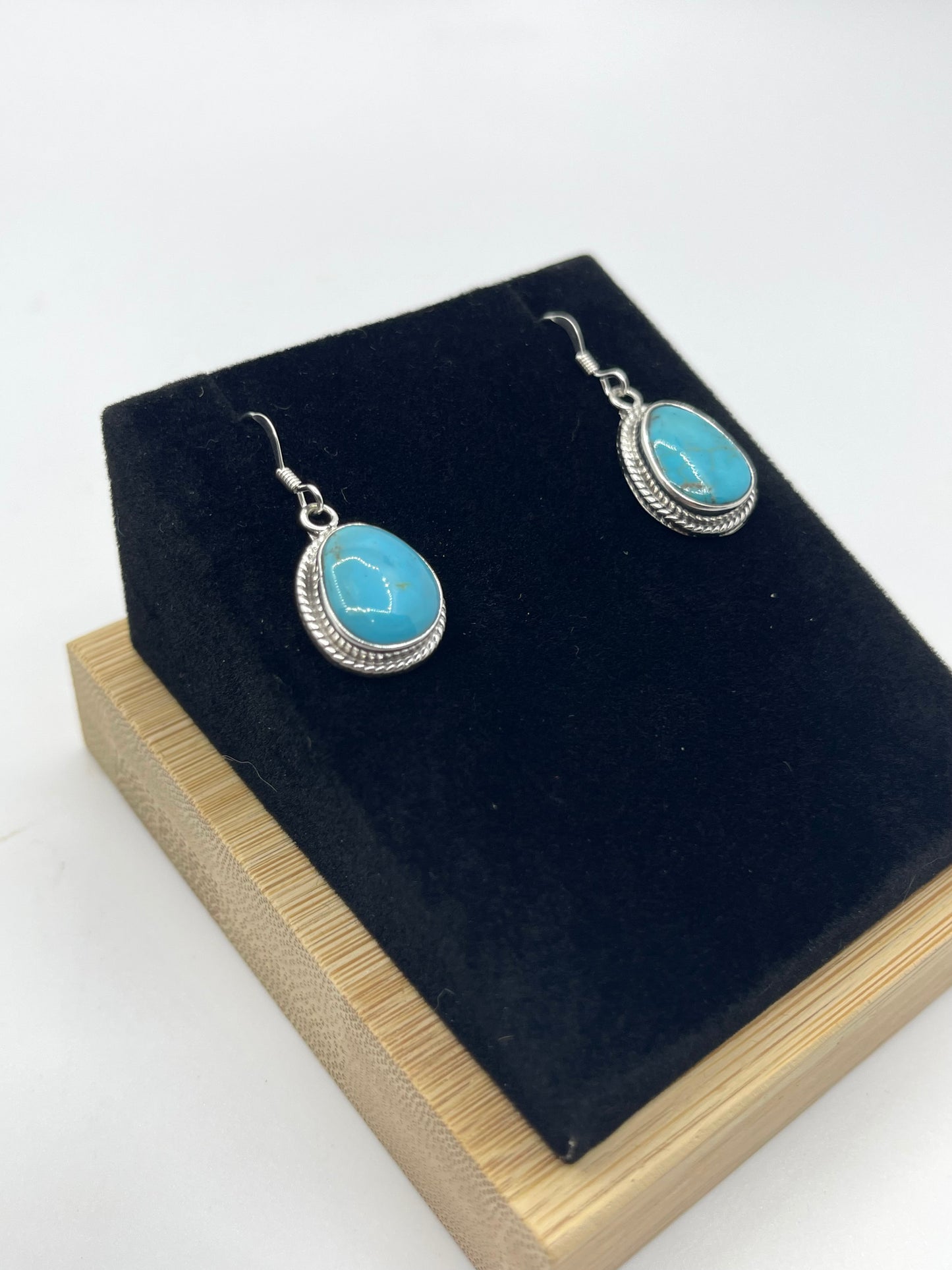 Kingman Turquoise Dangle Earrings by Sharon McCarthy, Navajo