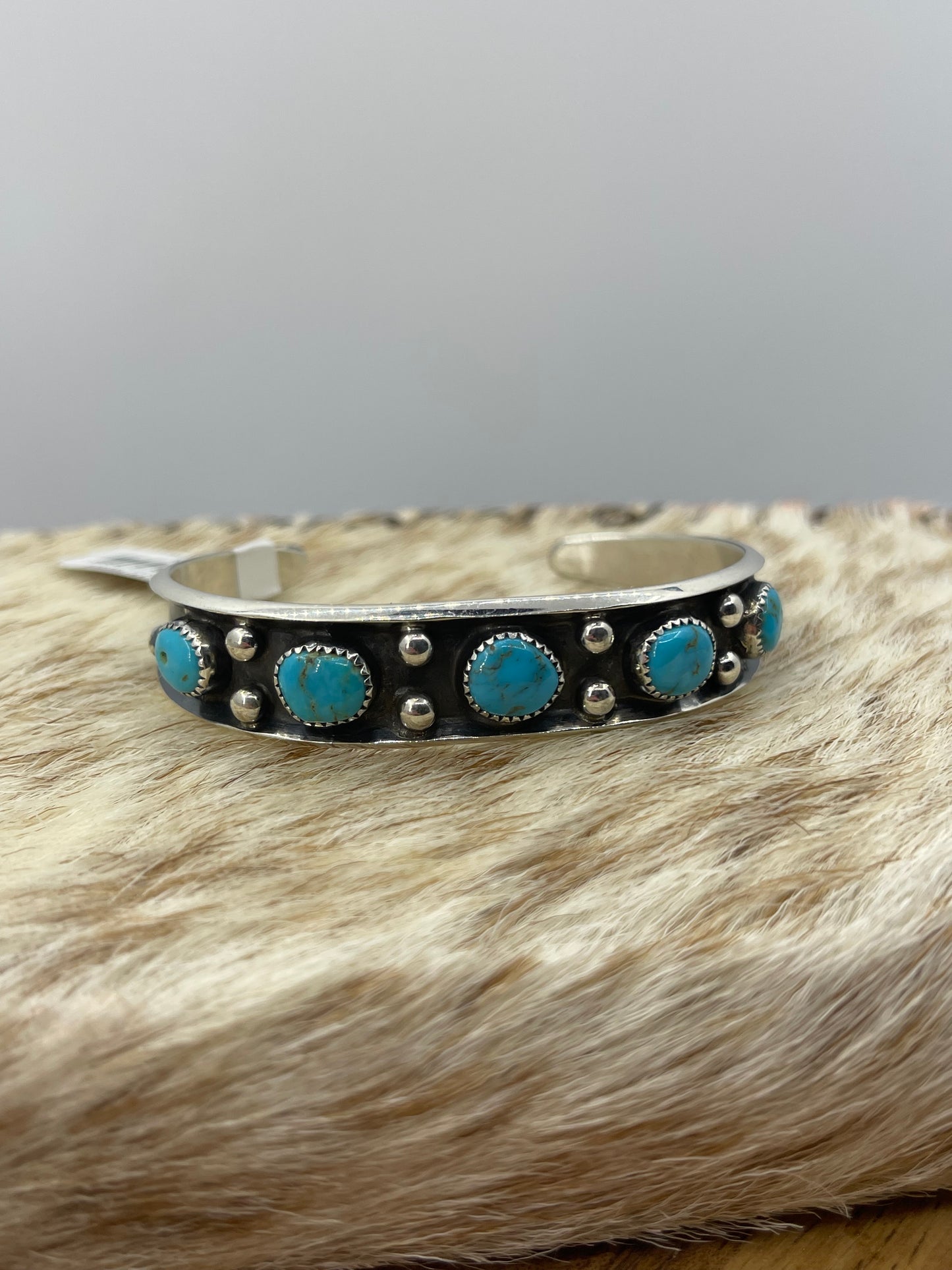 5 Stone Turquoise Cuff by Ray King, Navajo