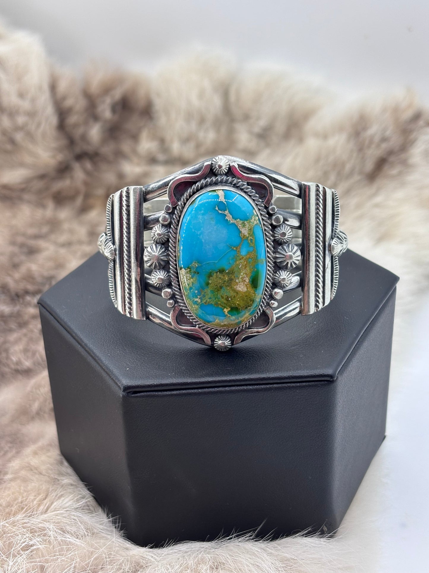 6.25" Sonoran Gold Turquoise Cuff by Tom Lewis, Navajo