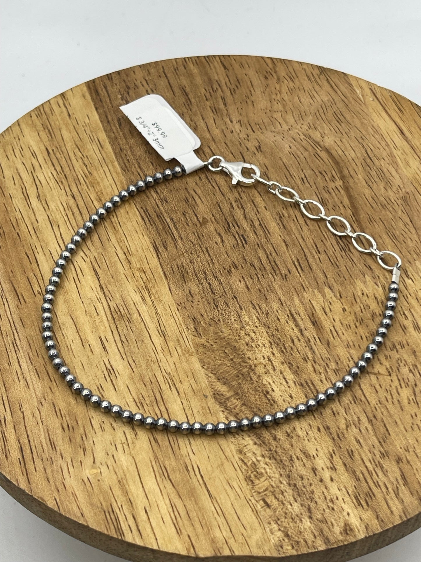 8 3/4"+2" 3mm Navajo Pearl Anklet