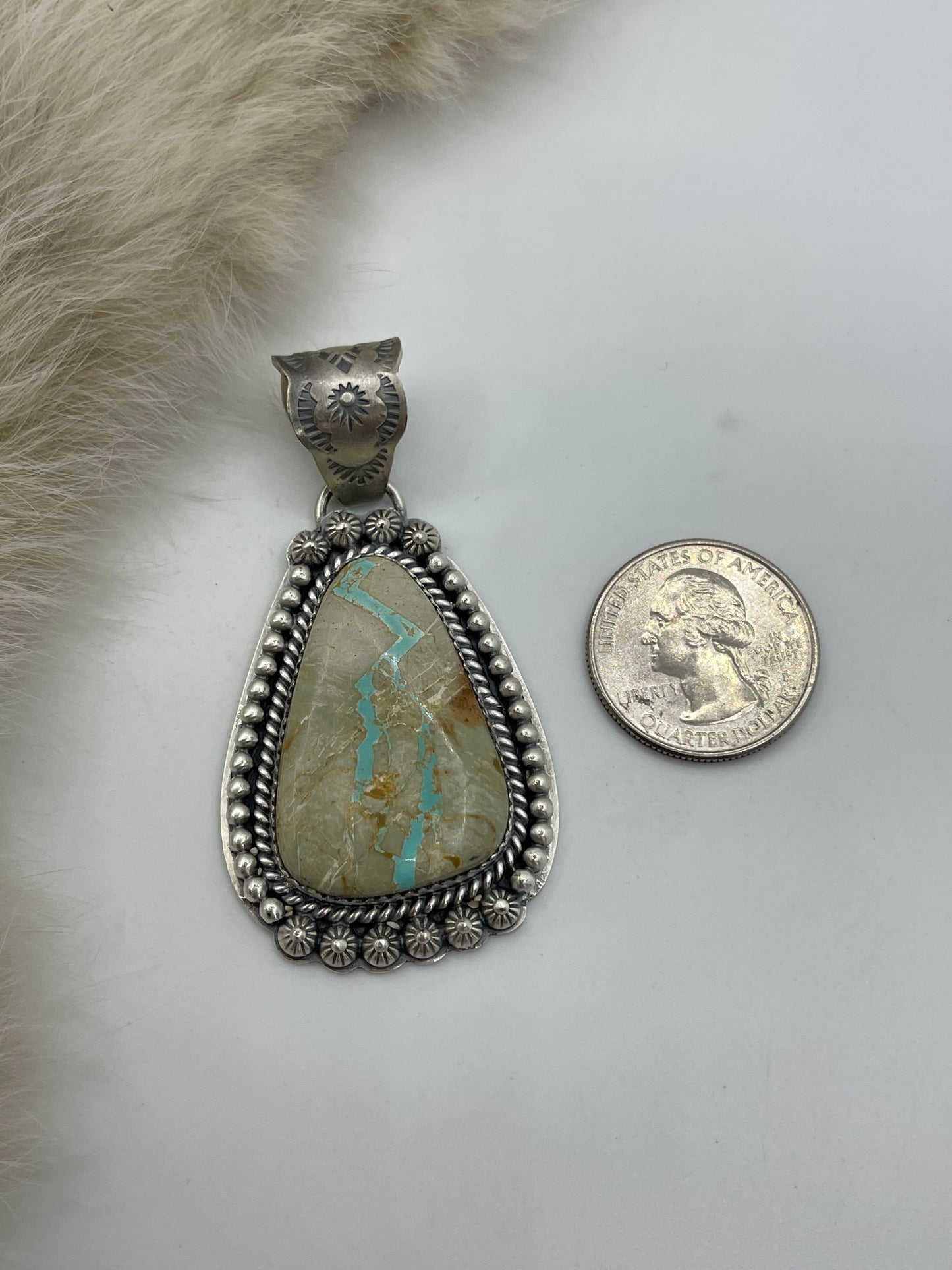Boulder Ribbon Turquoise Pendant by Jeff Largo, Navajo