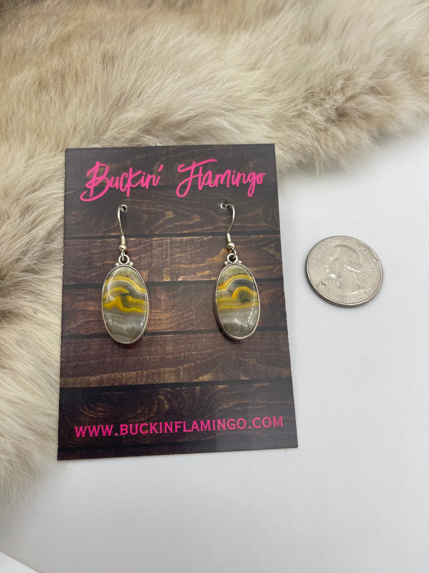 Oval Bumblebee Jasper Hook earrings