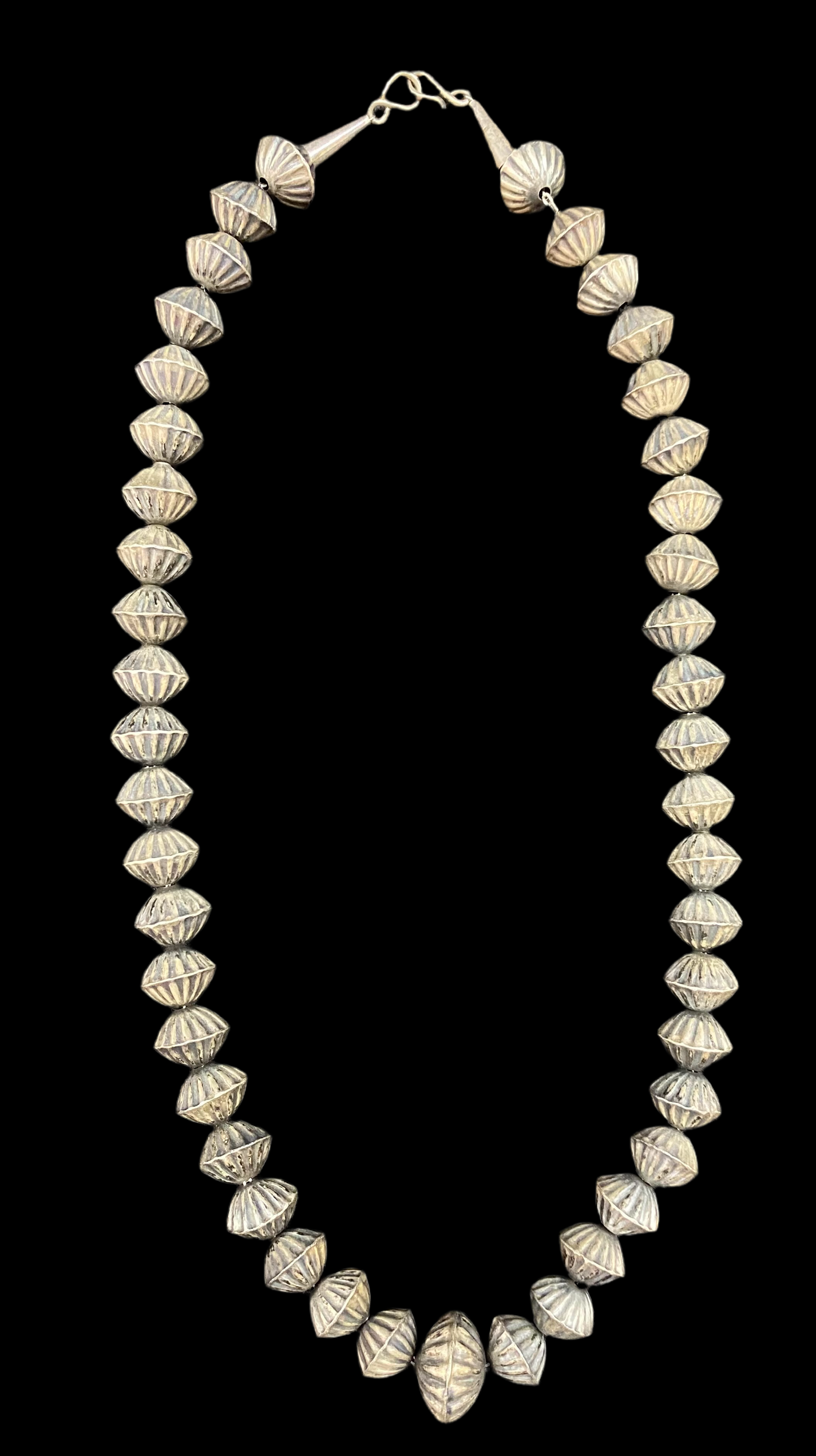 18" Handmade 12mm Textured Navajo Pearls and Earring Set