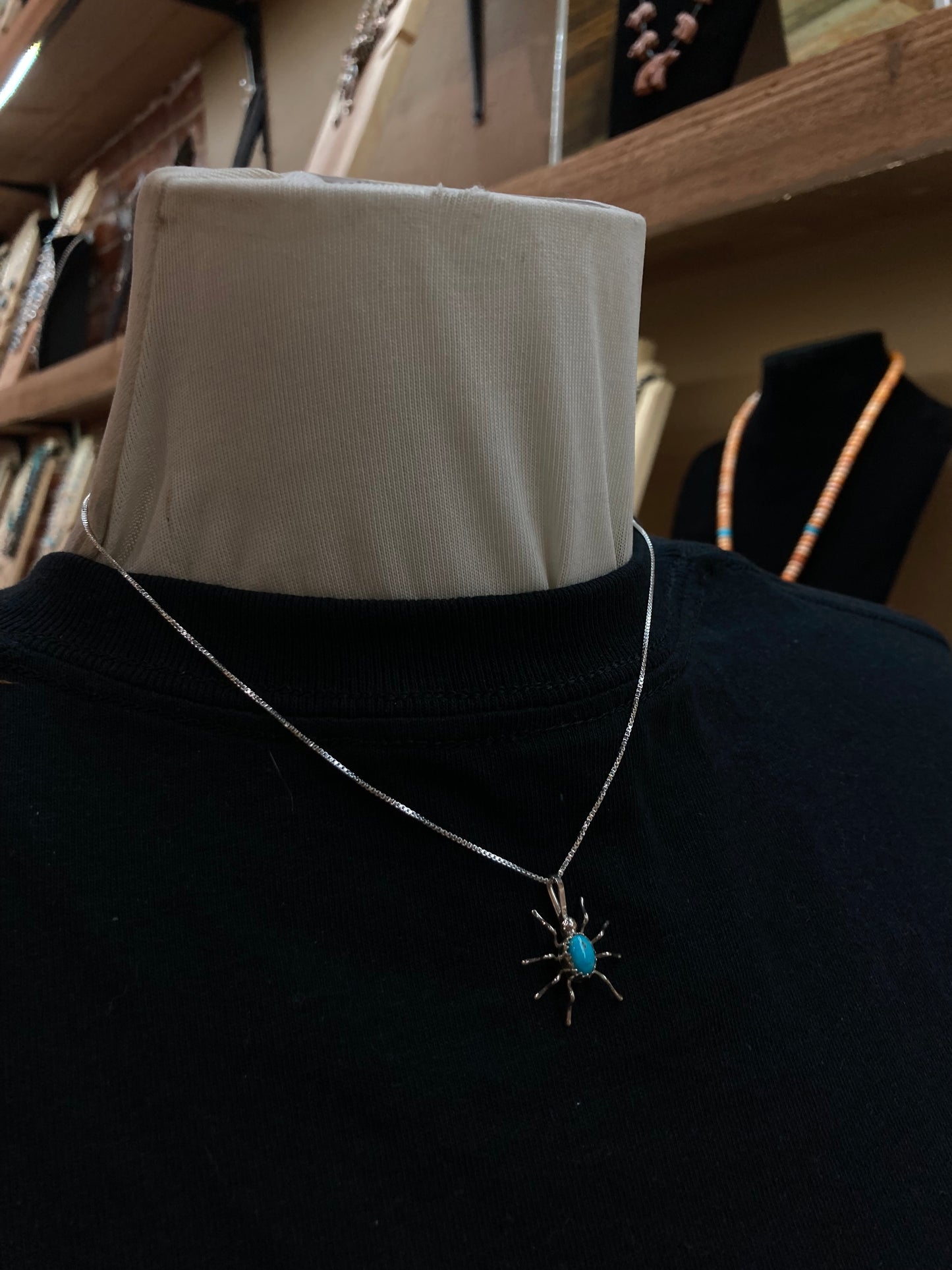 16" Turquoise Spider Necklace by Effie Garfield, Navajo