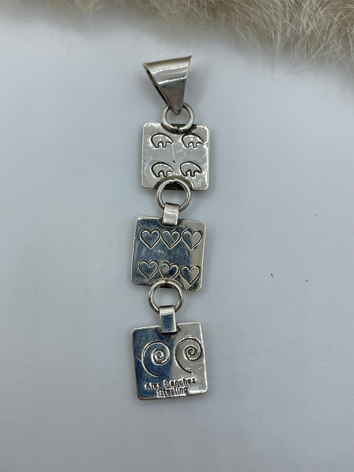 Triple Dangle Mini Petroglyph Pendant by Alex Sanchez, Navajo