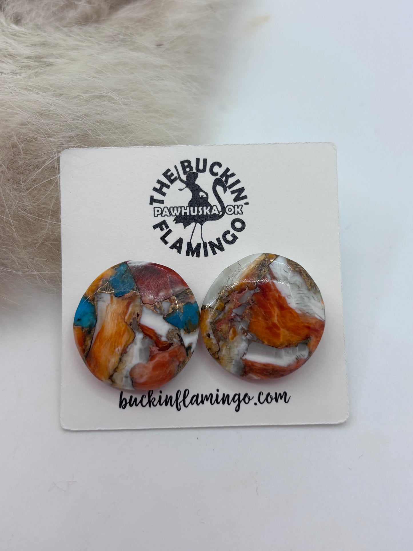 Round Orange Crush Earrings by Joe & JoAnn Garcia, Santo Domingo