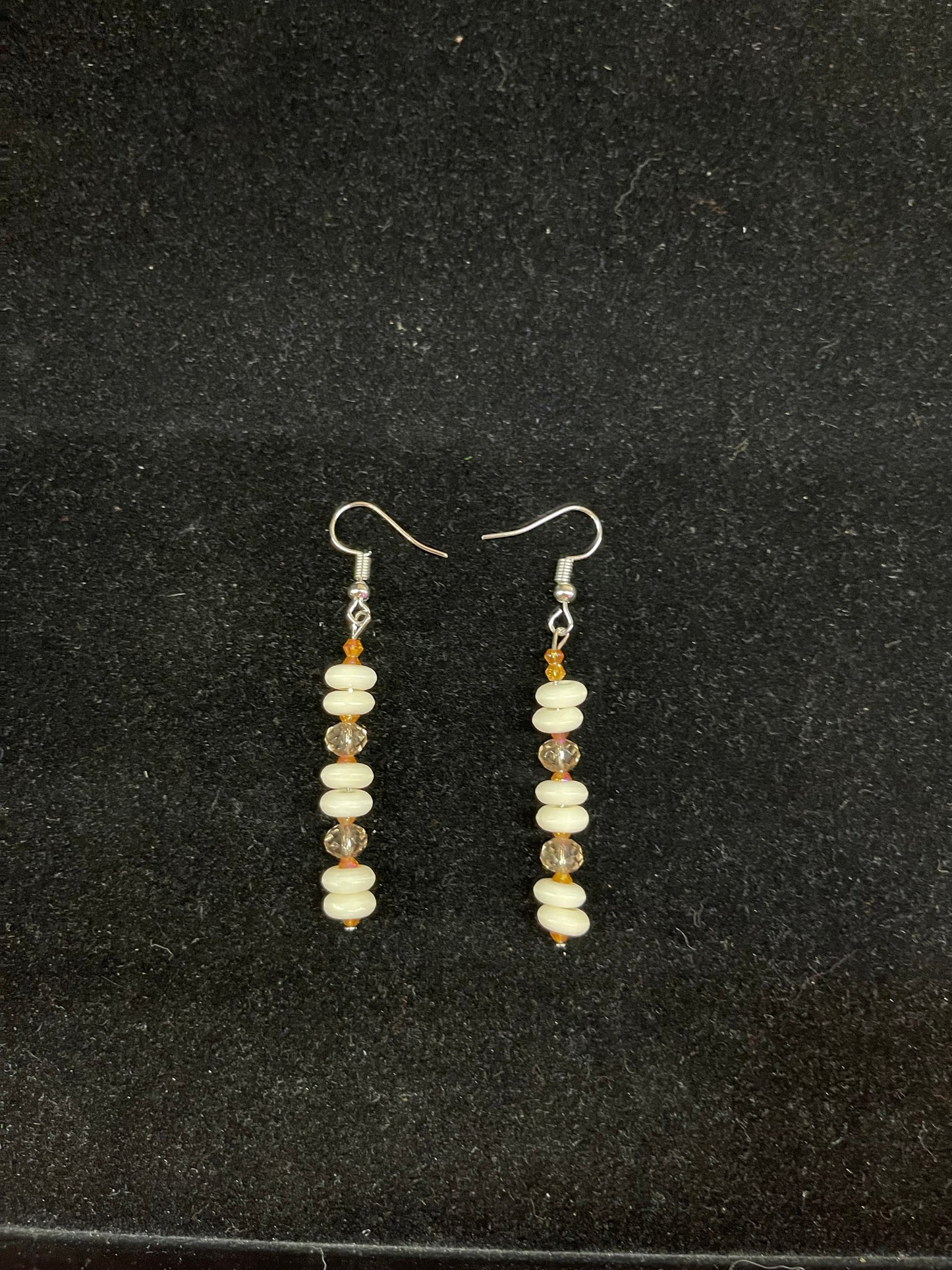 Buffalo Bone and Glass Bead Dangle Earrings by Ren McCulley; Seminole, Creek