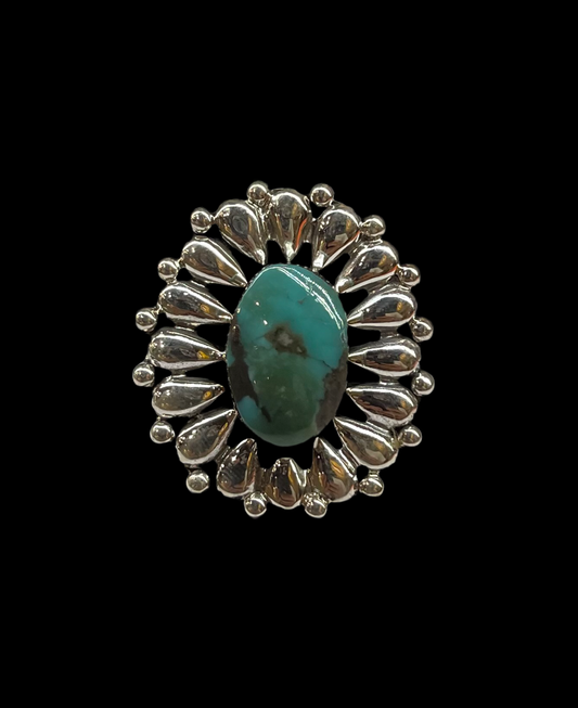 10.0 Kingman Turquoise Ring by Charlene Yazzie, Navajo