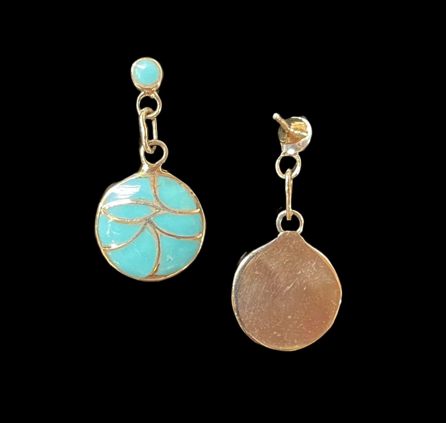 Fish Scale Inlay Post Dangles by Orena Leekya, Zuni