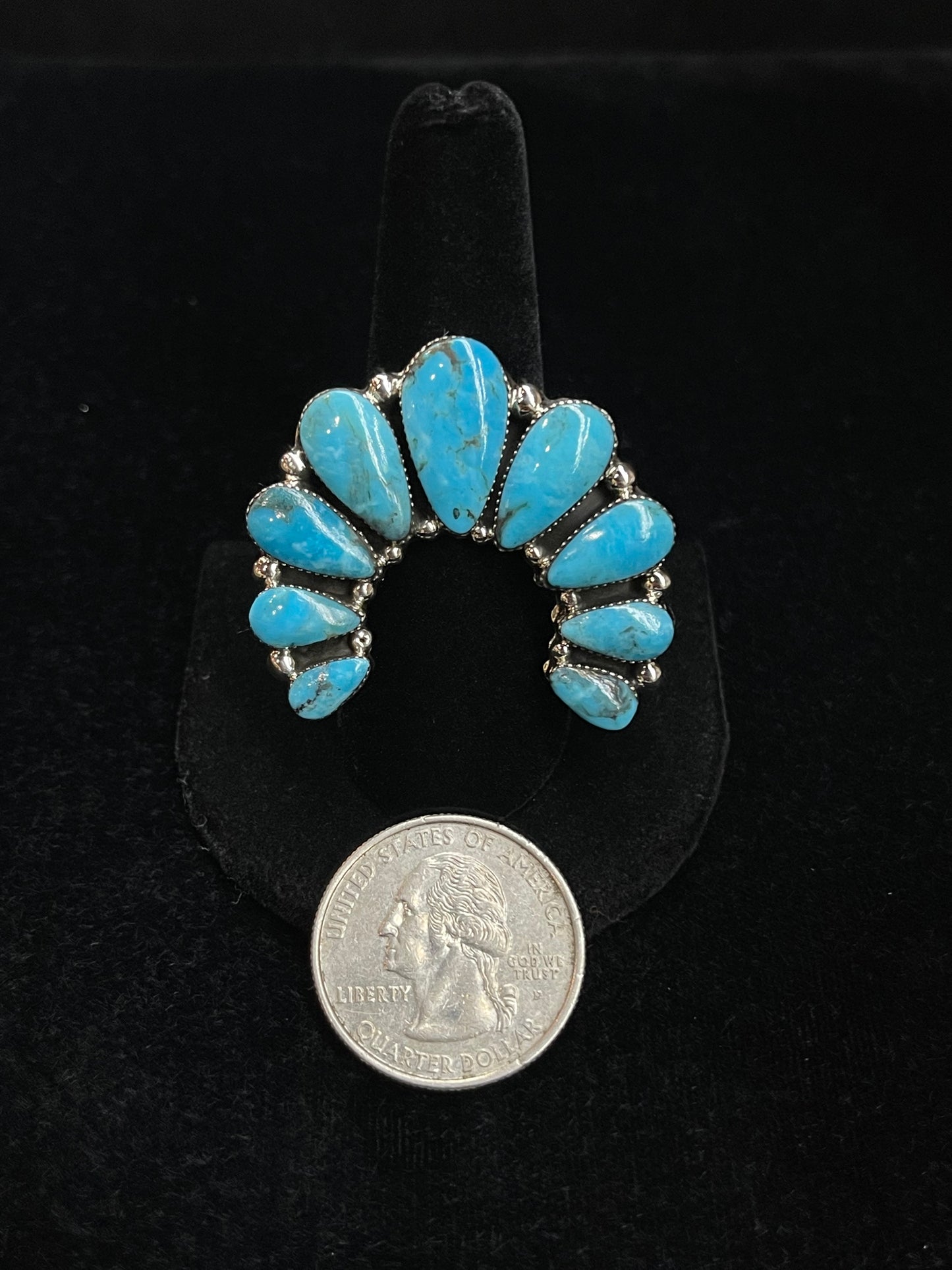 8.0 Kingman Turquoise Naja Ring by Charlene Yazzie, Navajo