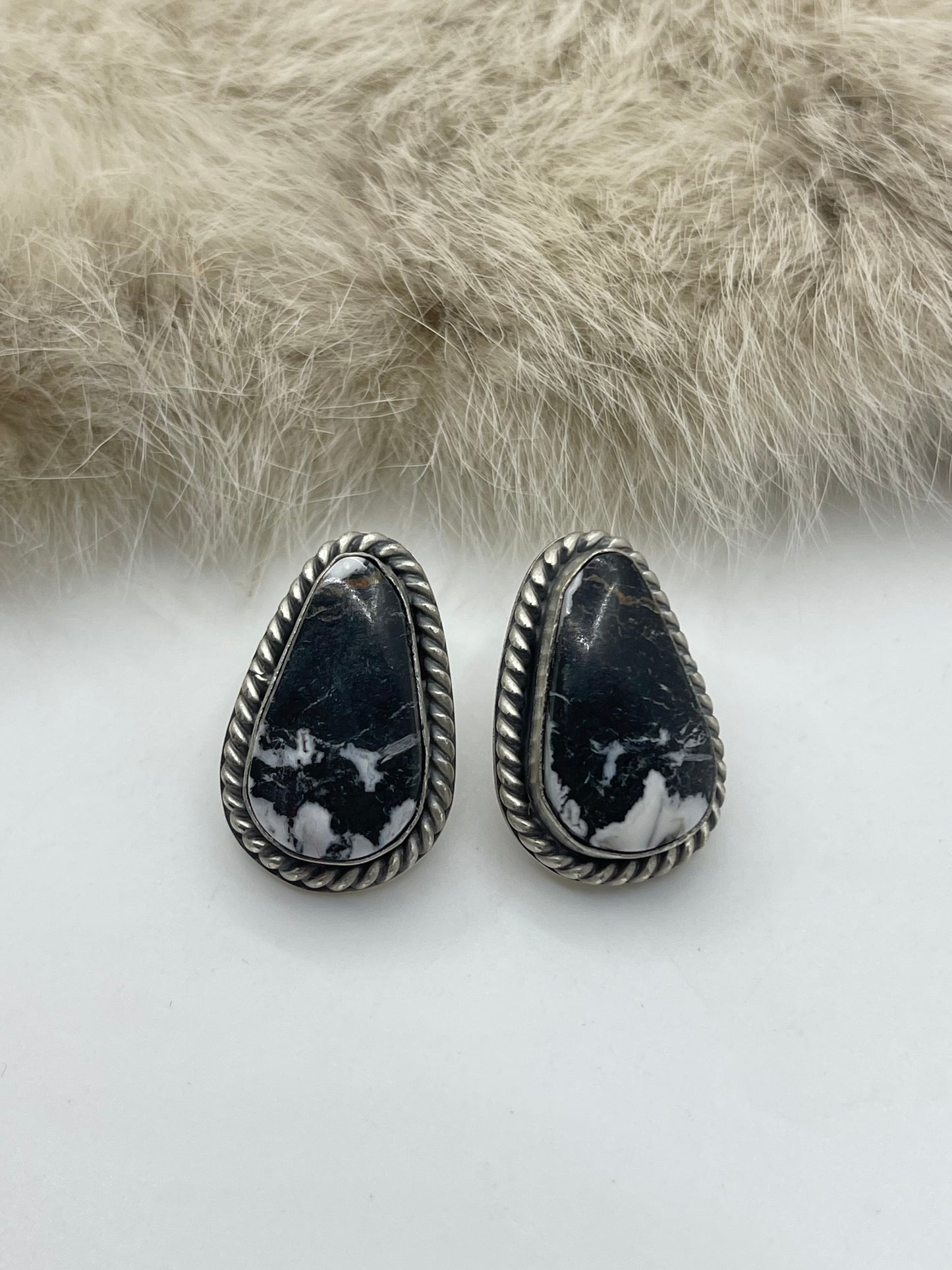 White Buffalo Post Earring by Paul Largo, Navajo