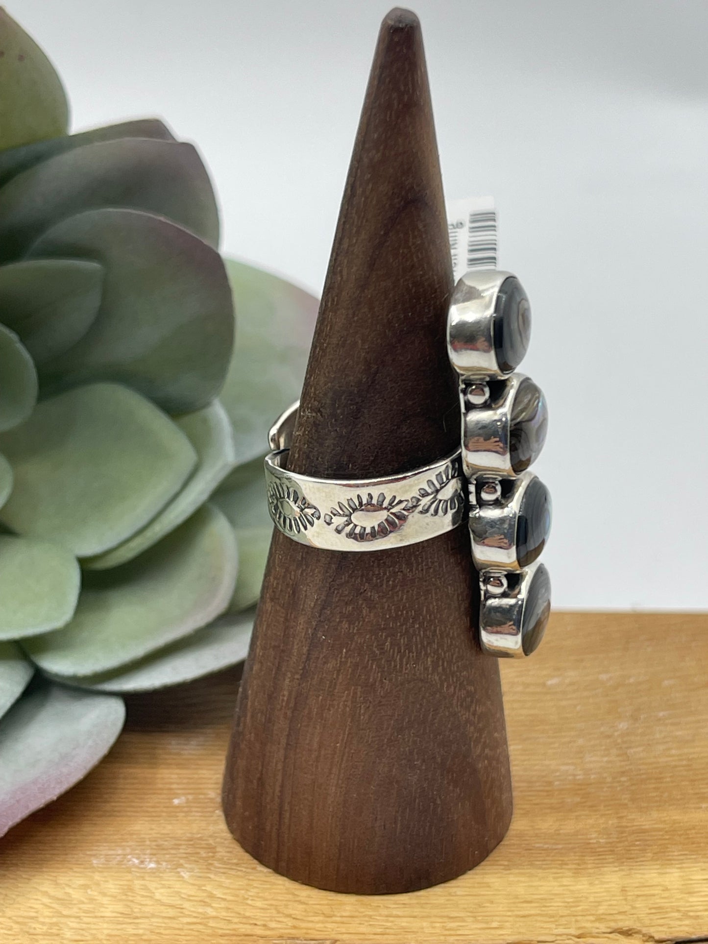 Adjustable 4 stone Abalone Shell Ring