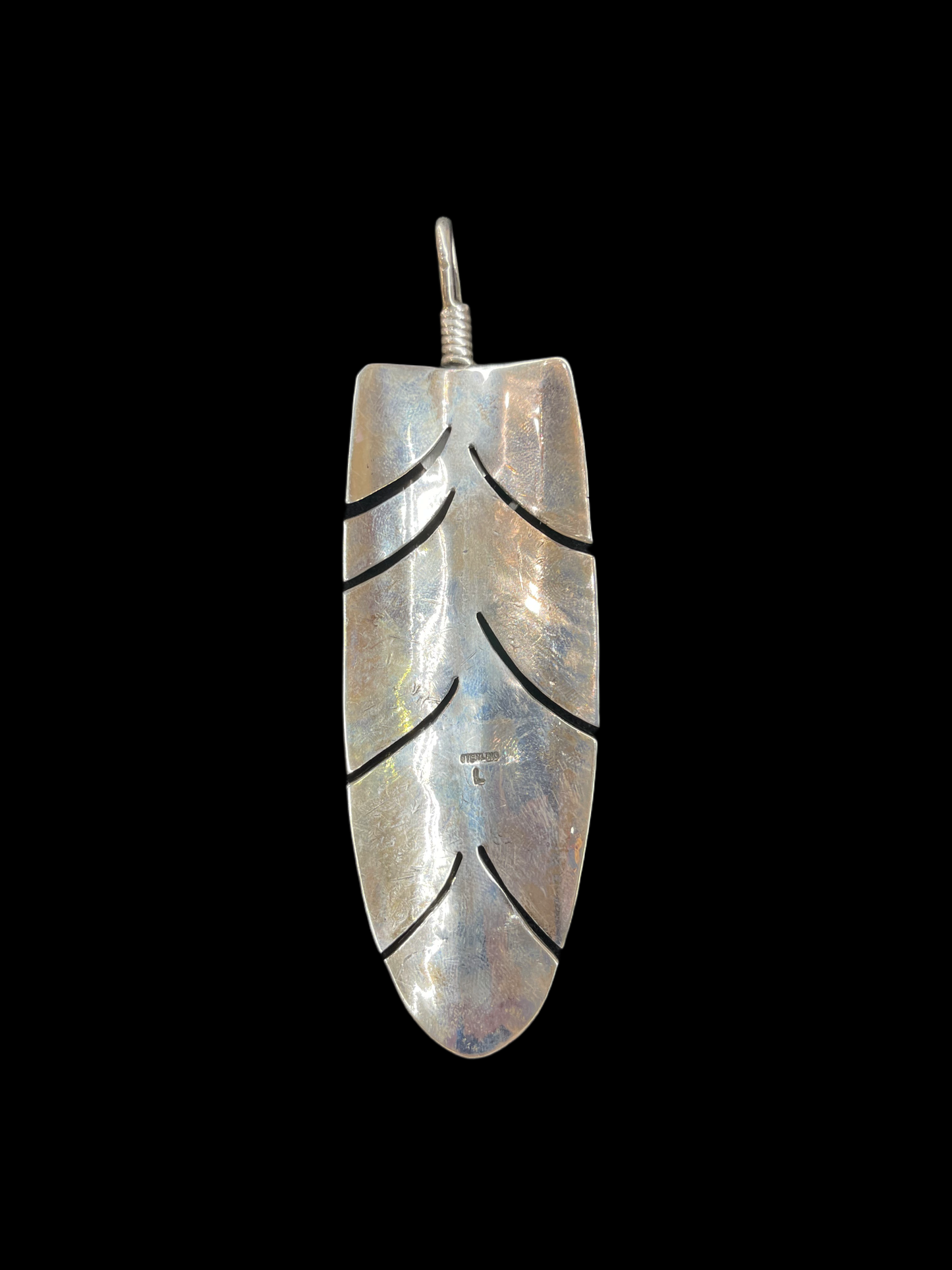 High End Kingman Turquoise Feather Pendant by Jeff Largo, Navajo