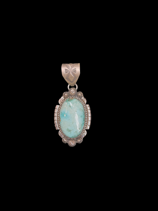 Lone Mountain Turquoise Pendant by Tim Vandever, Navajo