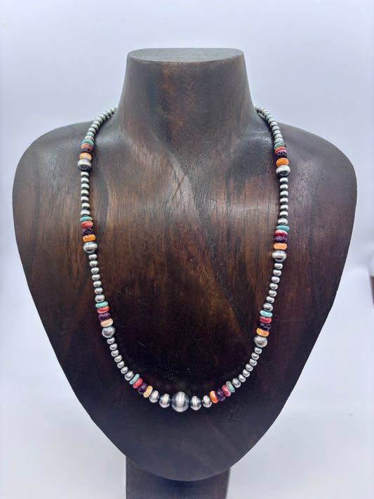 18"+1.5" 4mm-10mm Multi Stone Navajo Pearls