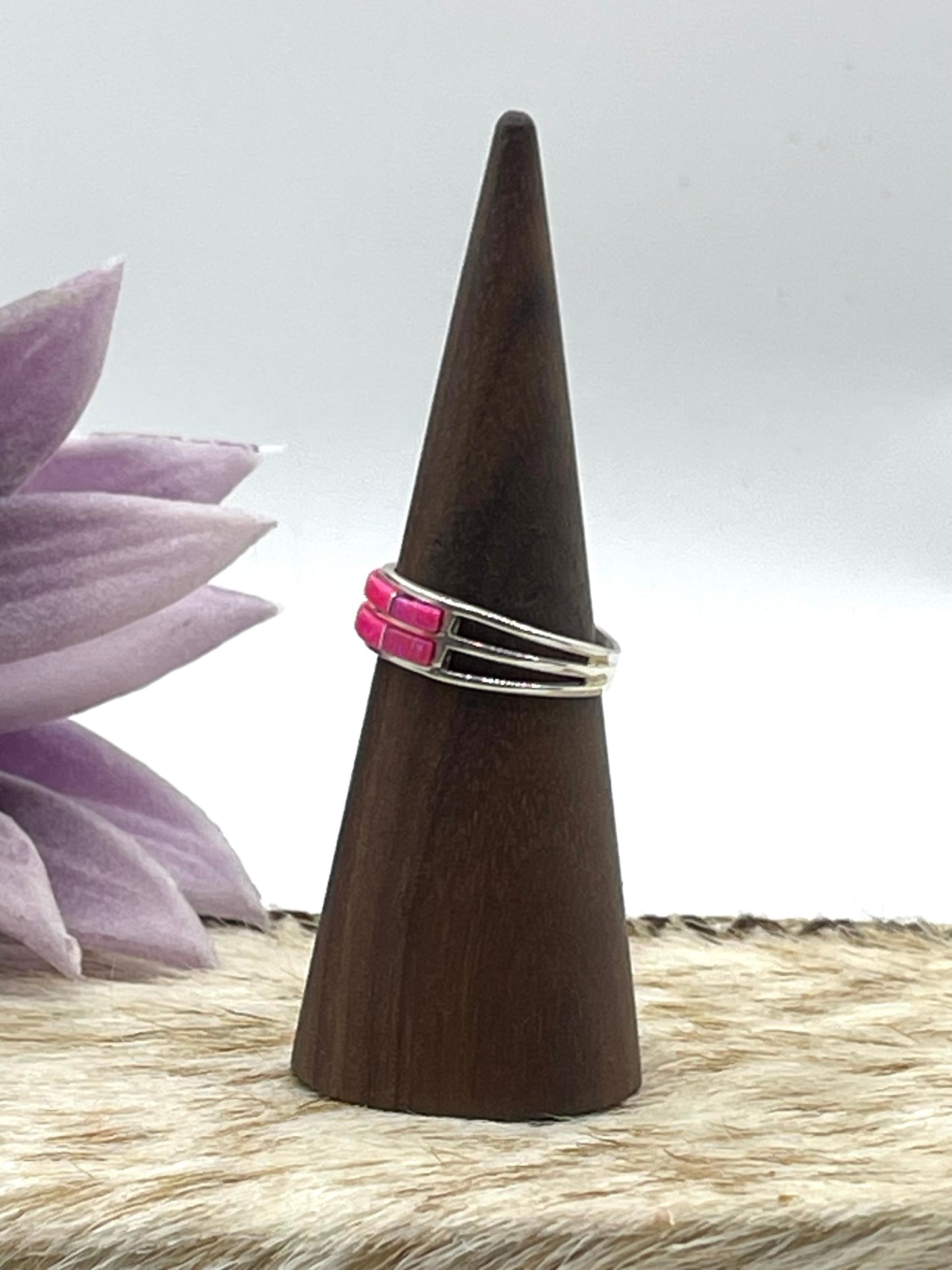 8.5 Hot Pink Opal 2 Row band by Jamie Johnson, Navajo