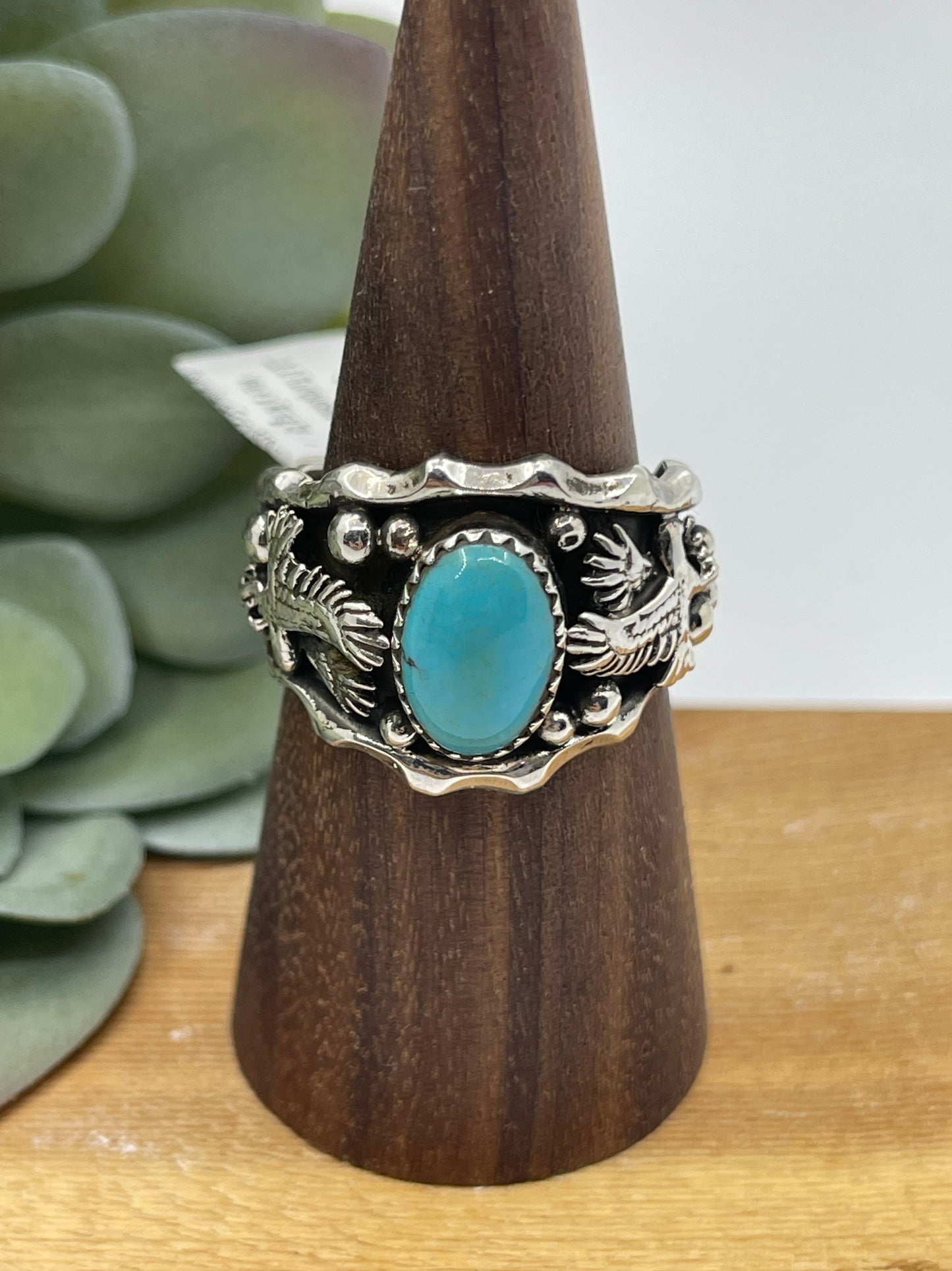 11.0 Turquoise Eagle Men's Ring by Genevieve Francisco, Navajo