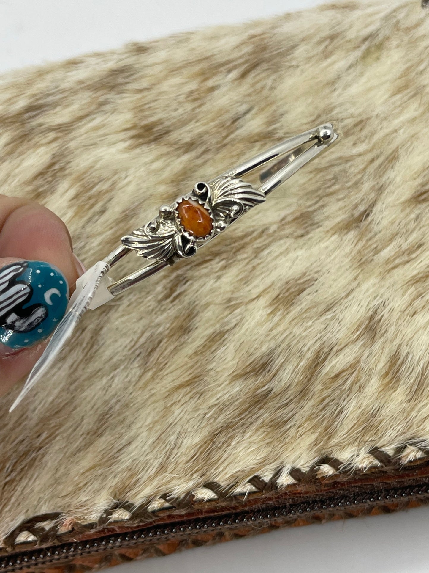 5 3/4"-7" Orange Spiny Oyster Cuff by Judy Largo, Navajo
