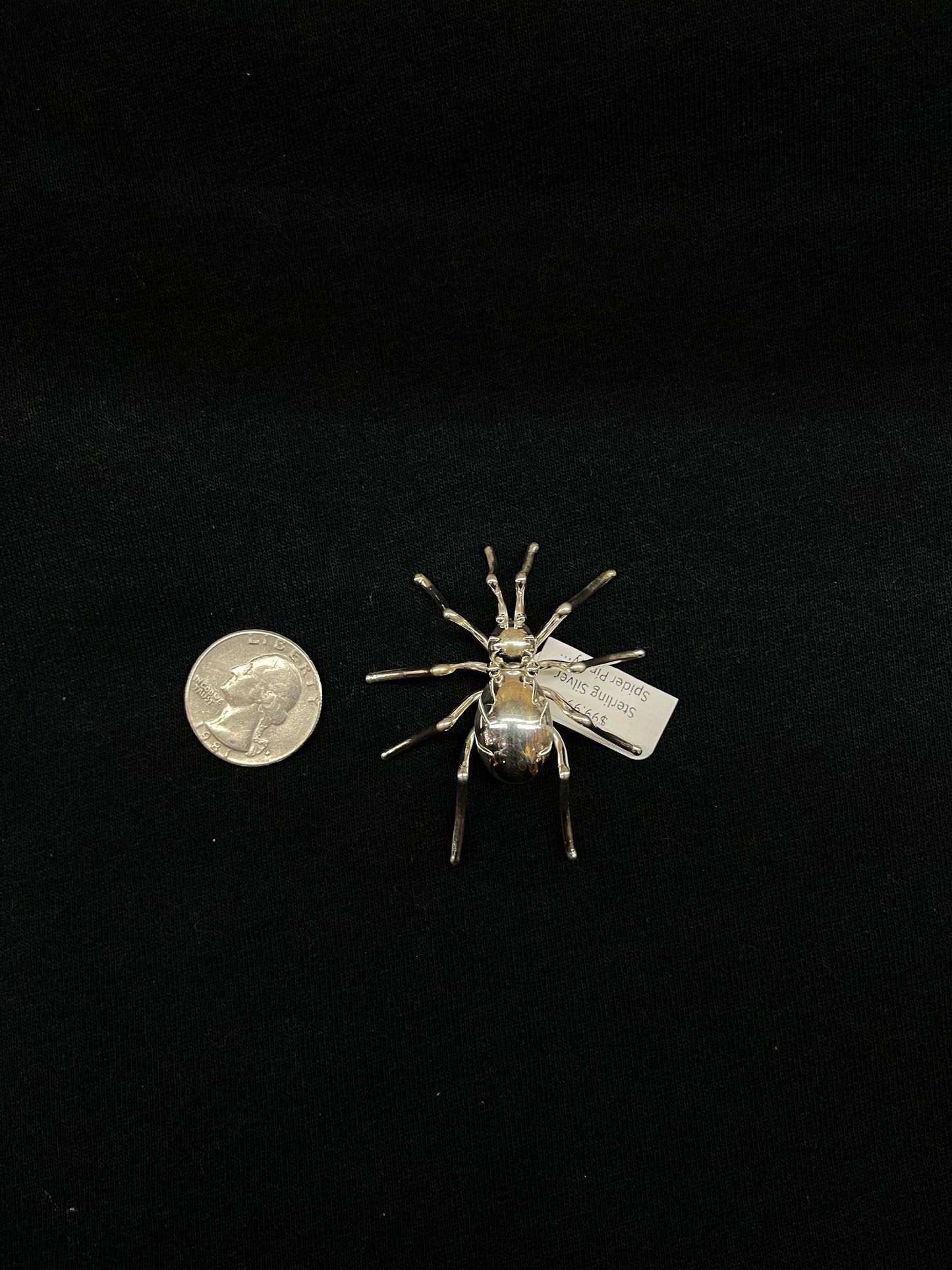 Sterling Silver Spider Pin by Effie Garfield, Navajo