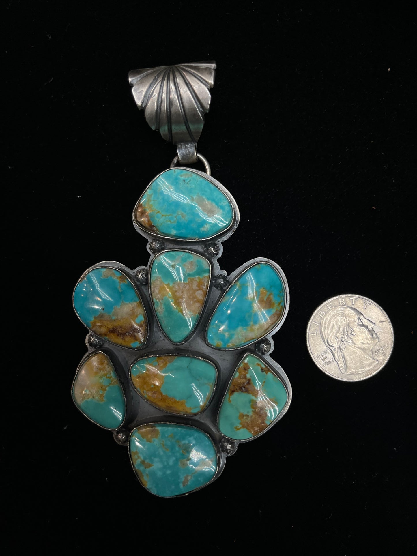 15mm Kingman Heavy Pendant with a 15mm Bale by Steven Nez, Navajo