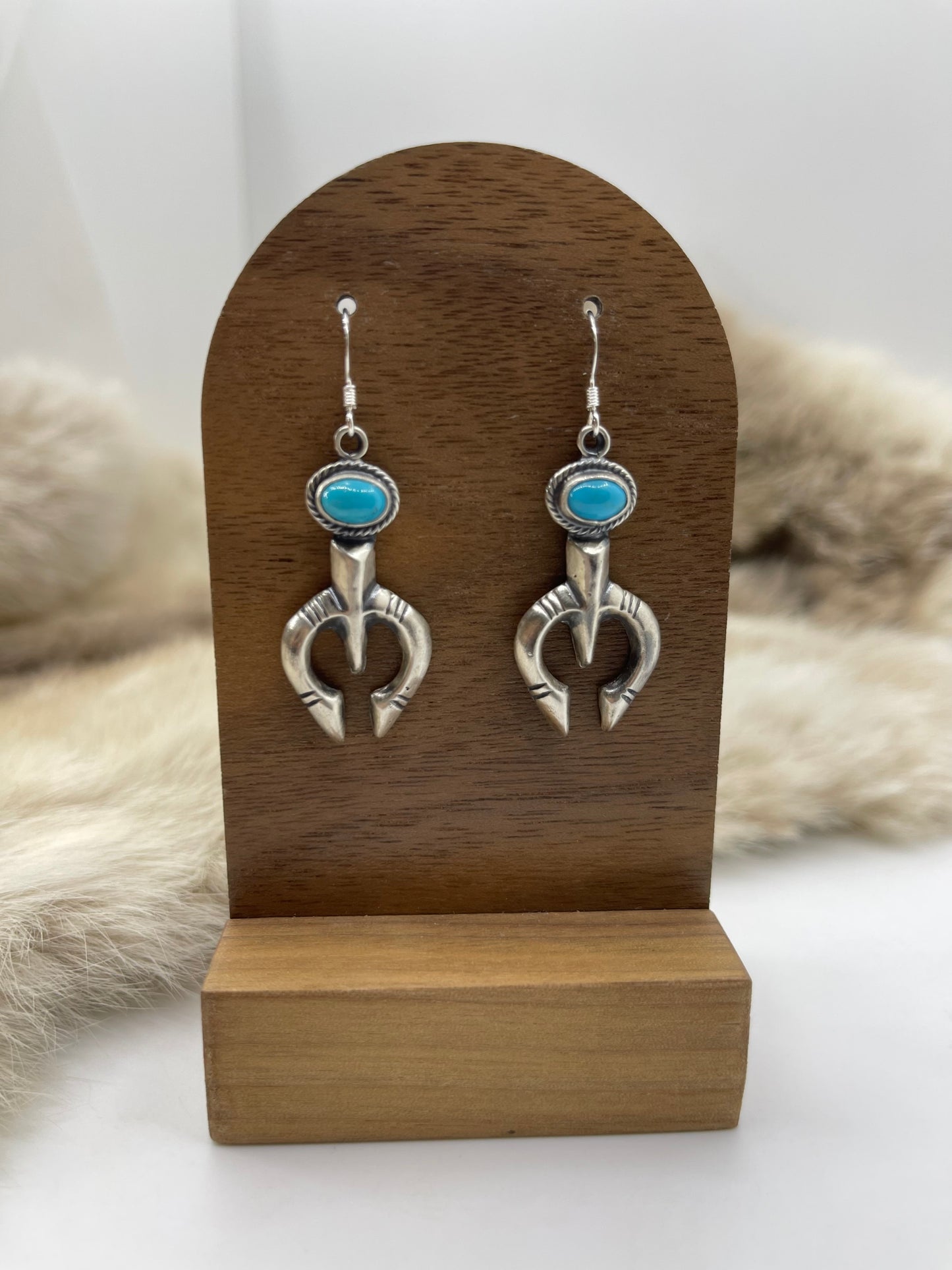 NAJA EARRINGS WITH TURQUOISE BY RITA LARGO, NAVAJO