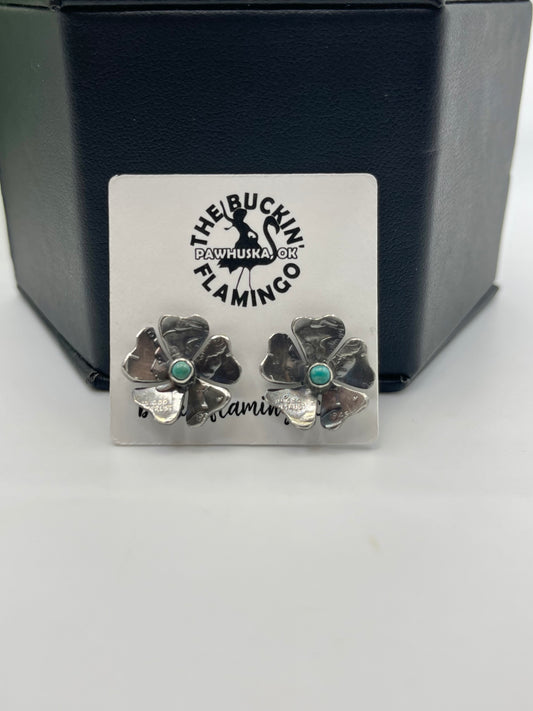 Silver Dime Flower Earrings by Bad Bronc