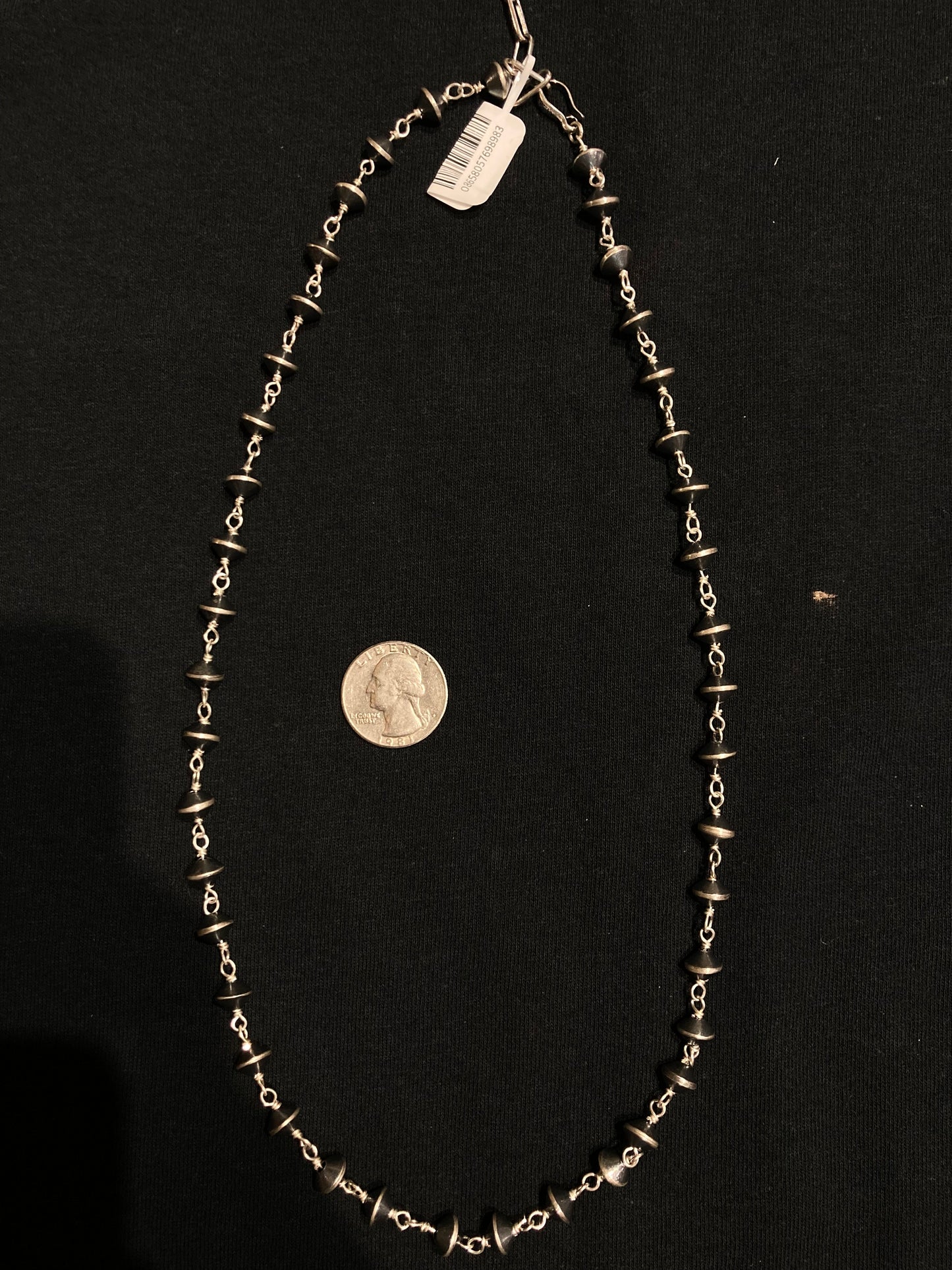 8mm 25" Handmade Navajo Rosary Pearl Necklace with 2" extender