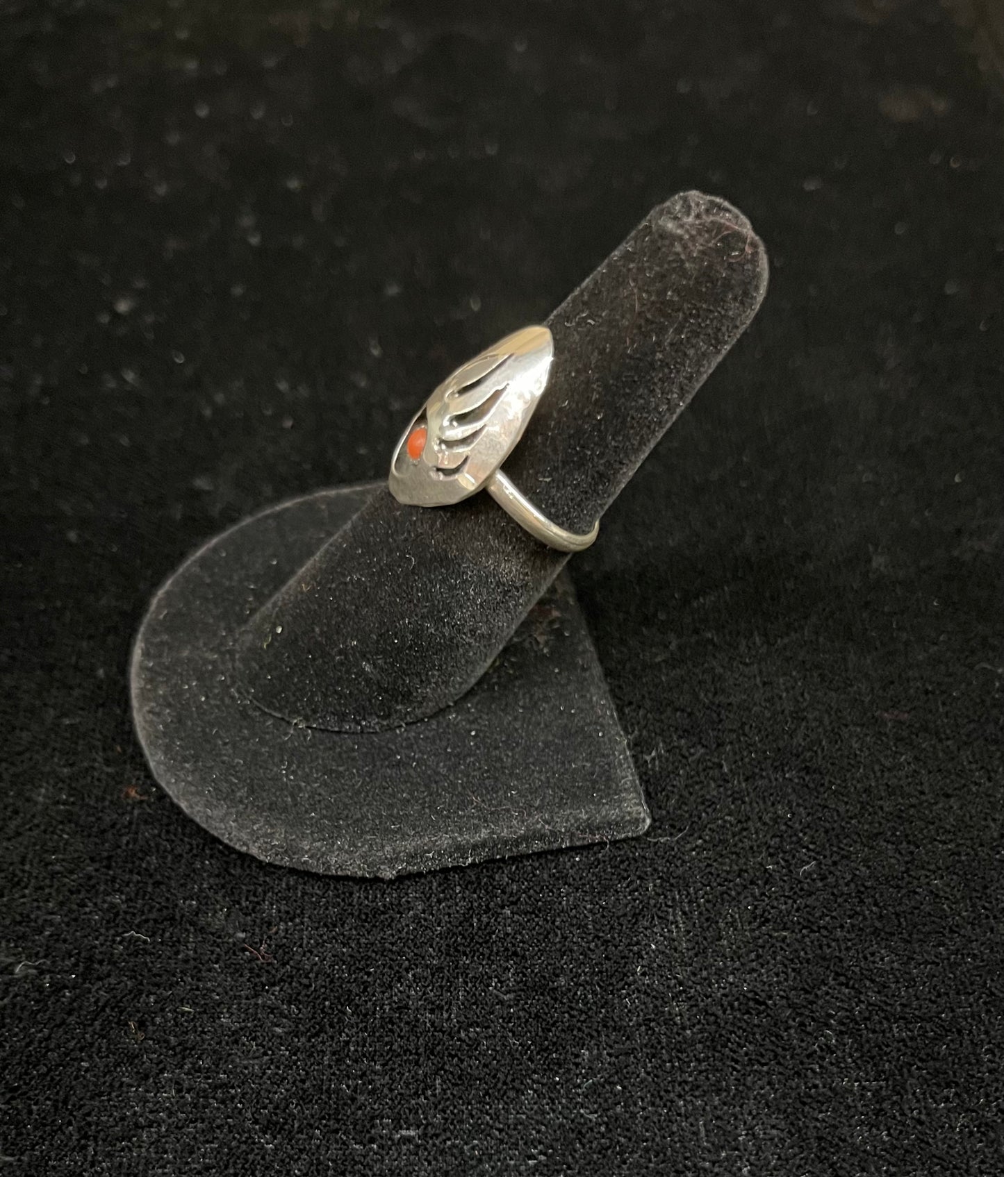 7.0 Red Coral Shadowbox Bear Paw Ring