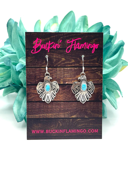 Thunderbird with Turquoise Earrings by Genevieve Francisco, Navajo