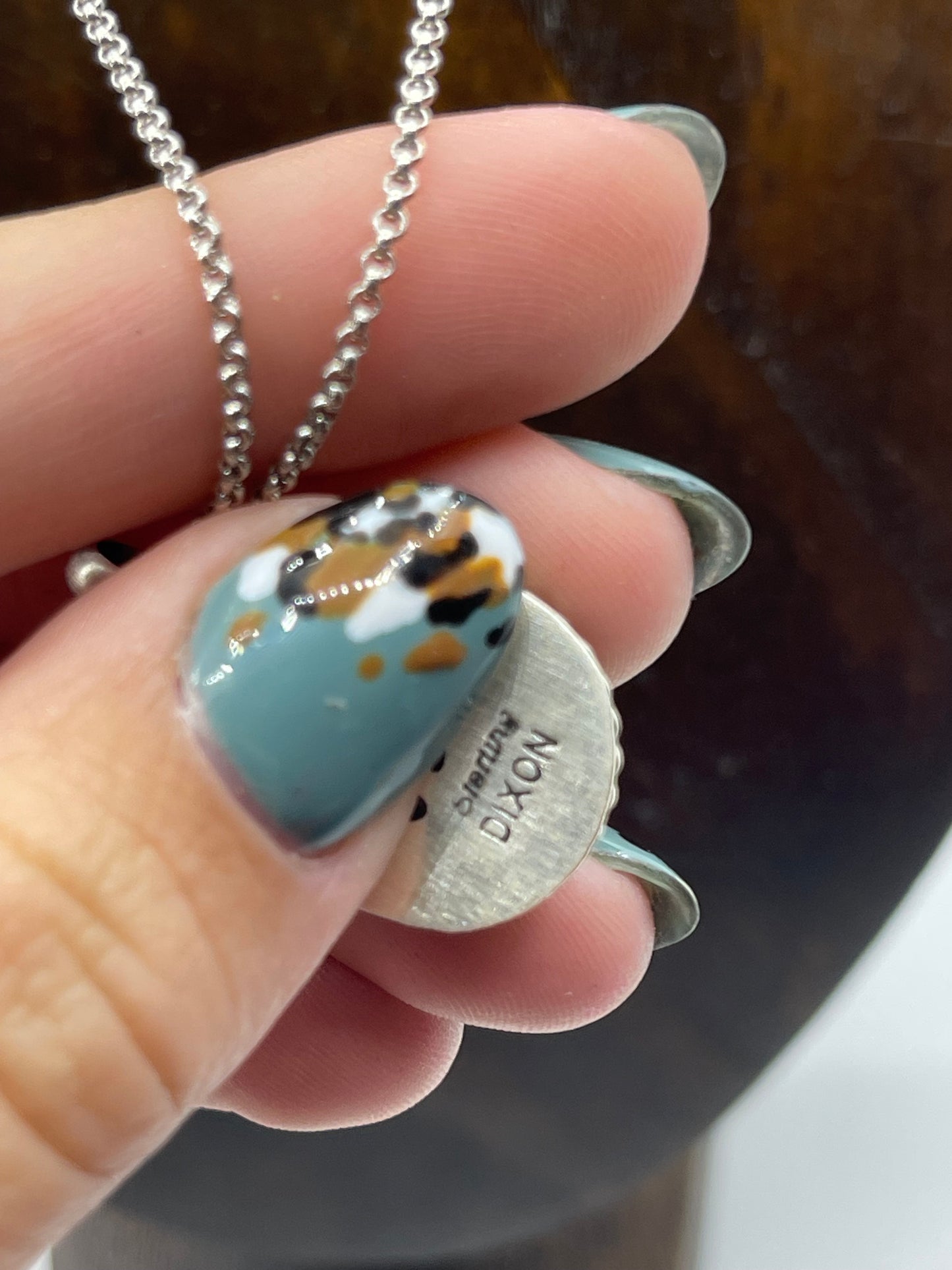 18" Sonoran Gold Turquoise Oval Necklace by Judith Dixon, Navajo