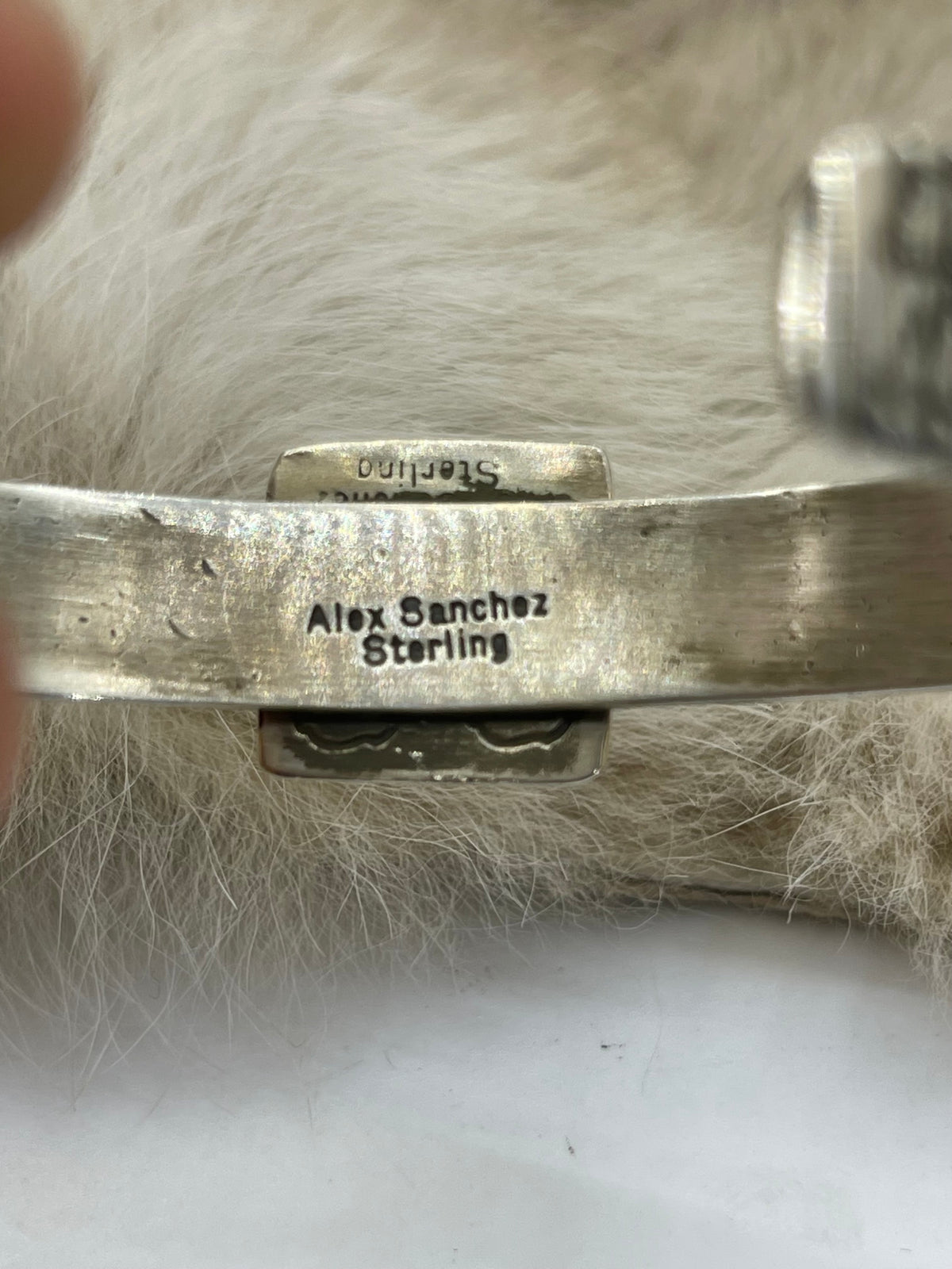 6"-7" Mini Hand Petroglyph Cuff by Alex Sanchez, Navajo