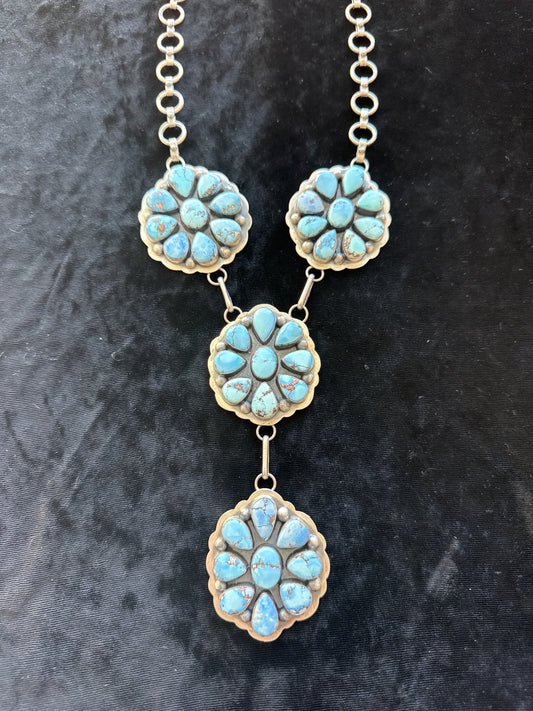 Golden Hills Cluster Lariat Necklace by Delbert Secatero, Navajo