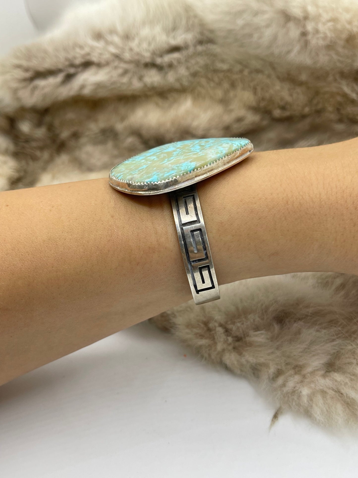 #8 Turquoise Cuff by Carrie Cannon, Kiowa