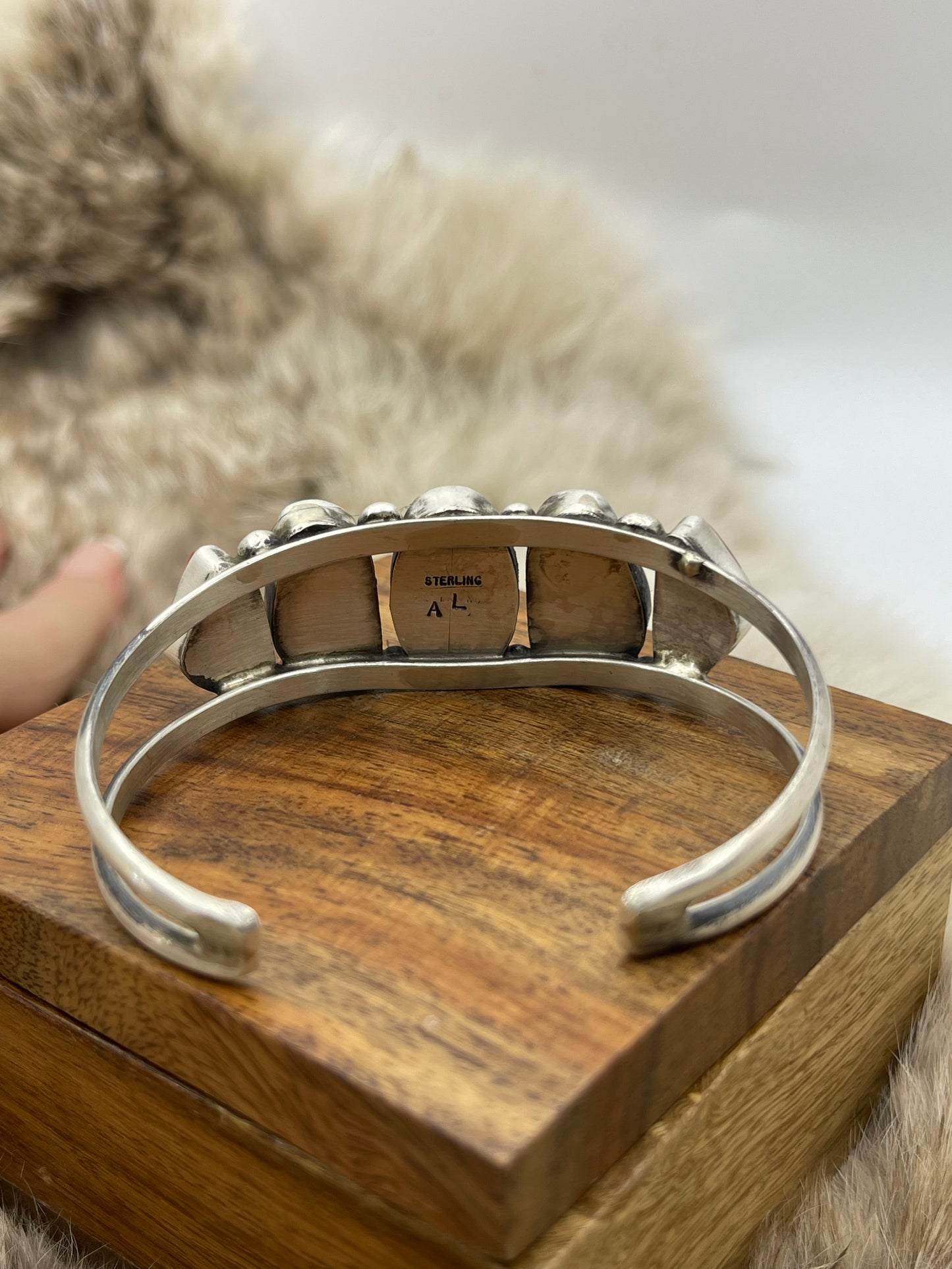 5 Stone Red Spiny Oyster Cuff by Augustine Largo, Navajo
