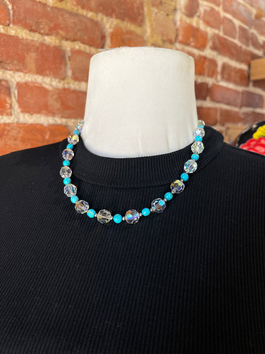 LOT 78 B 5/31 18" Sleeping Beauty Turquoise and Swarovski Crystal Necklace