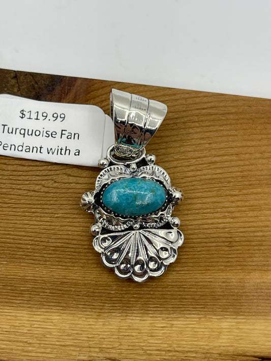Turquoise Fan Pendant with a 9mm Bale by Phyllis A. Smith, Navajo
