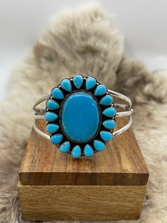 6" - 8" Kingman Turquoise Cluster Cuff