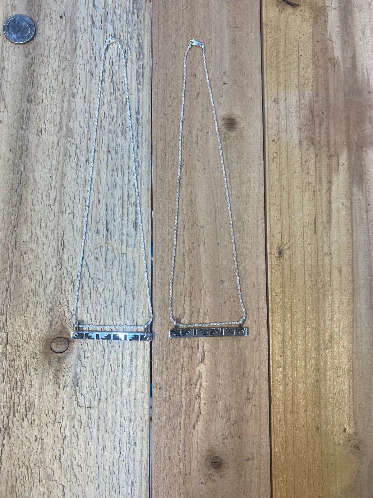 LOT 13 B 9/20 Sterling Silver Overlay Bar Necklace by Marie Jackson, Navajo