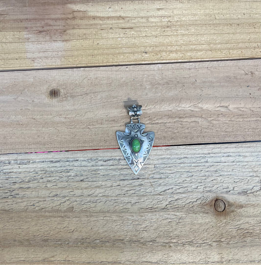 Sterling Silver and Pixie Turquoise Arrowhead Pendant by ZIA