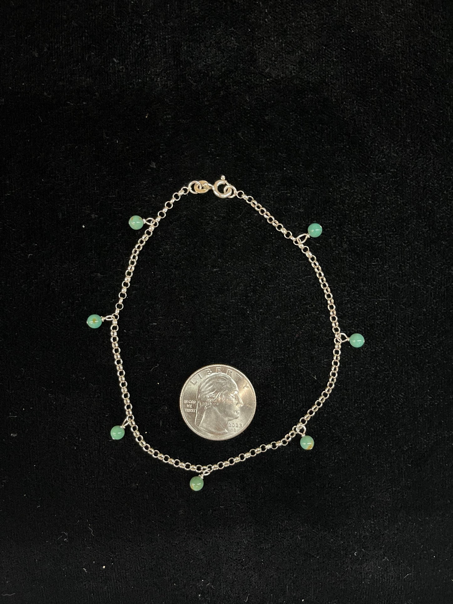 Sterling Silver Chain with Turquoise Beads Anklet