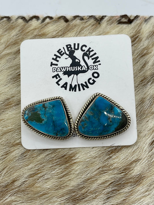 Triangle Kingman Turquoise Post Earrings