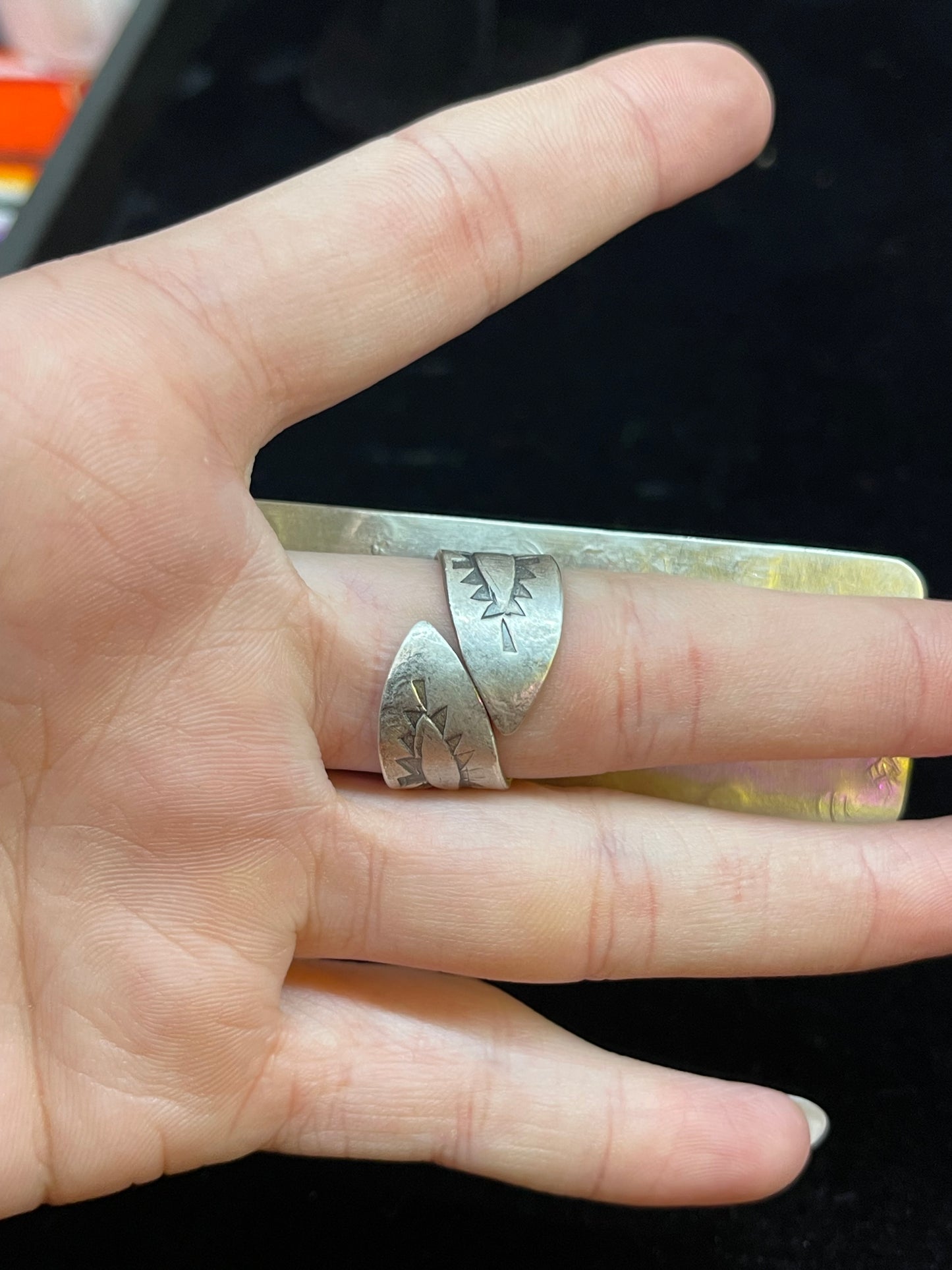 Adjustable Sonoran Gold Turquoise Ring by Calvin Delgarito, Navajo