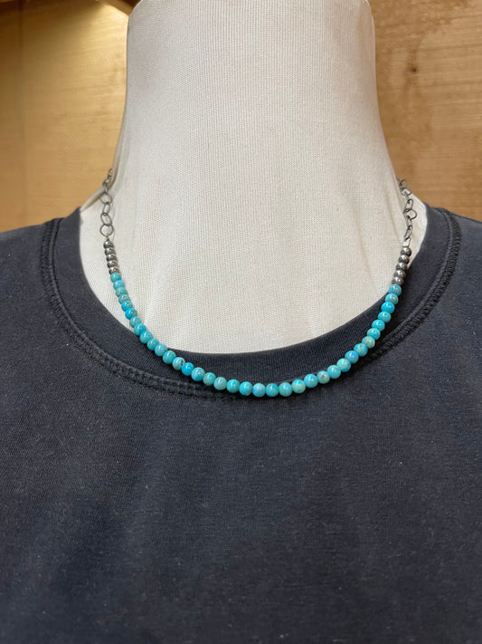 Navajo Pearls with Turquoise Beads Chain Link Necklace