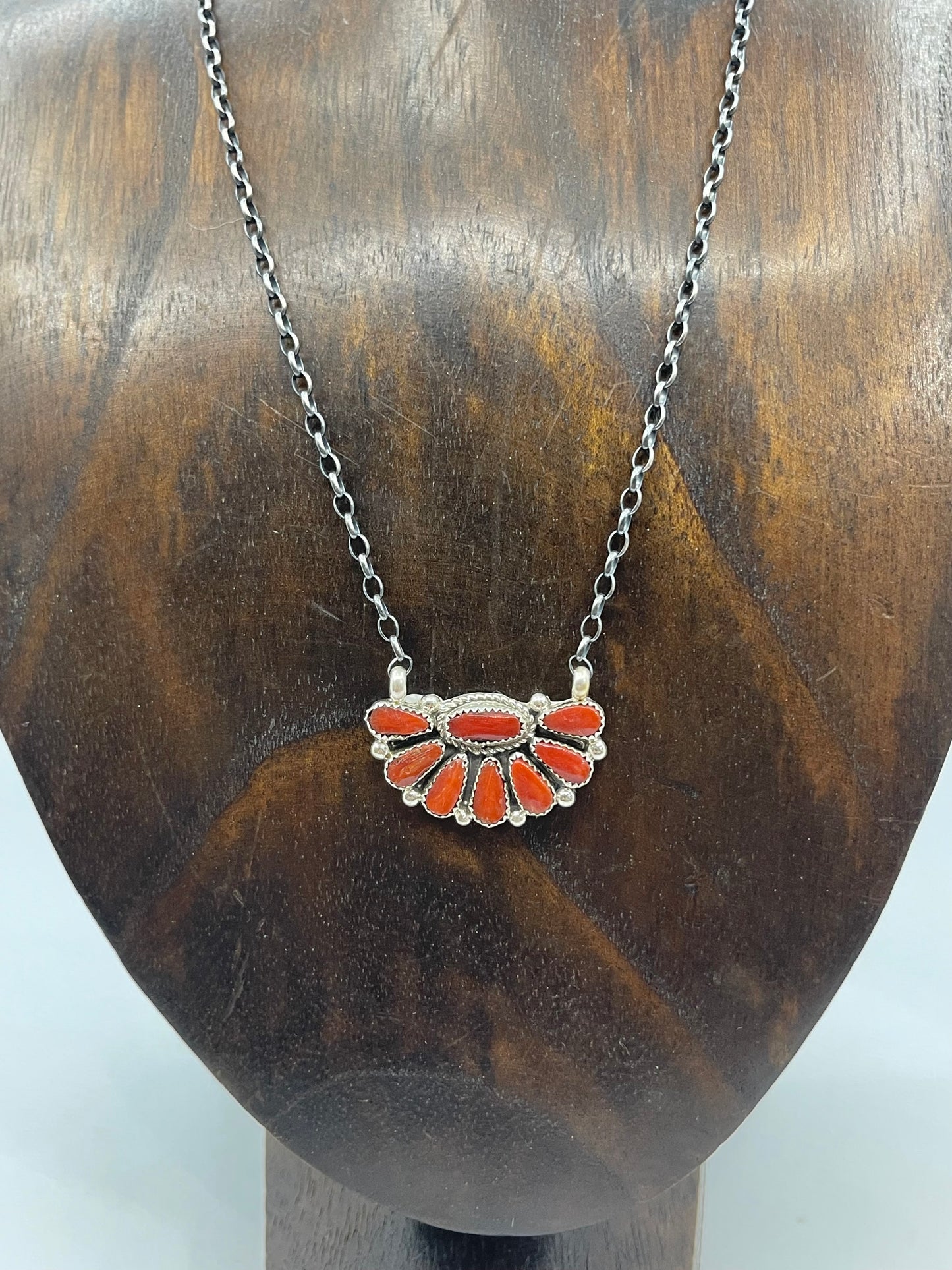 16'' Red Coral Half Cluster By Alicia Wilson, Navajo