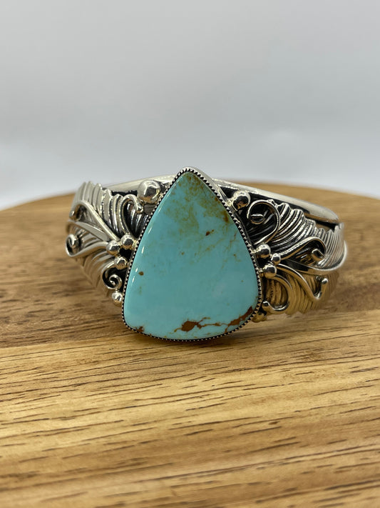 Turquoise Cuff by Loretta Delgarito, Navajo