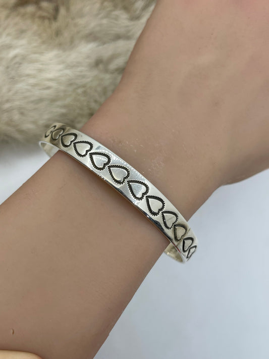 9” Hearts Bangle by Roland Dixson, Navajo