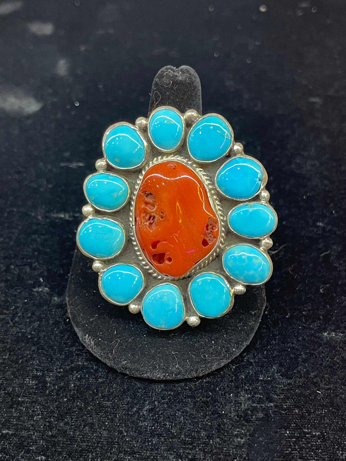 Coral & Sleeping Beauty Turquoise Ring